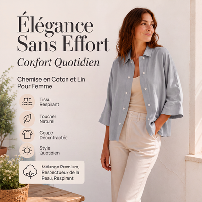 Chemise à manches courtes double boutonnage pour femme