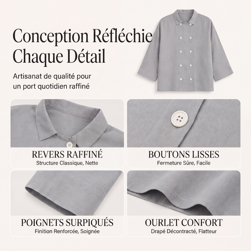 Chemise à manches courtes double boutonnage pour femme