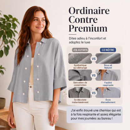 Chemise à manches courtes double boutonnage pour femme