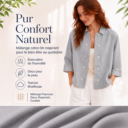 Chemise à manches courtes double boutonnage pour femme
