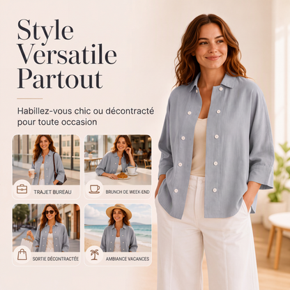 Chemise à manches courtes double boutonnage pour femme