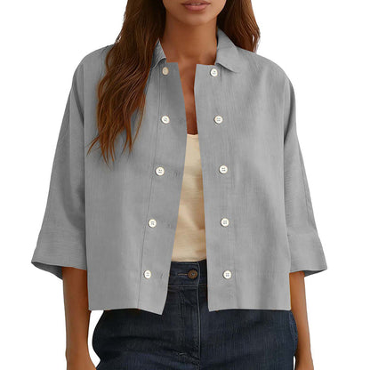 Chemise à manches courtes double boutonnage pour femme