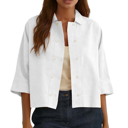 Chemise à manches courtes double boutonnage pour femme