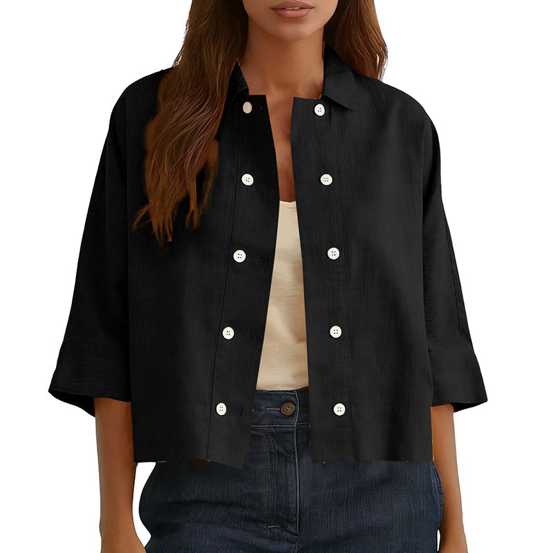 Chemise à manches courtes double boutonnage pour femme