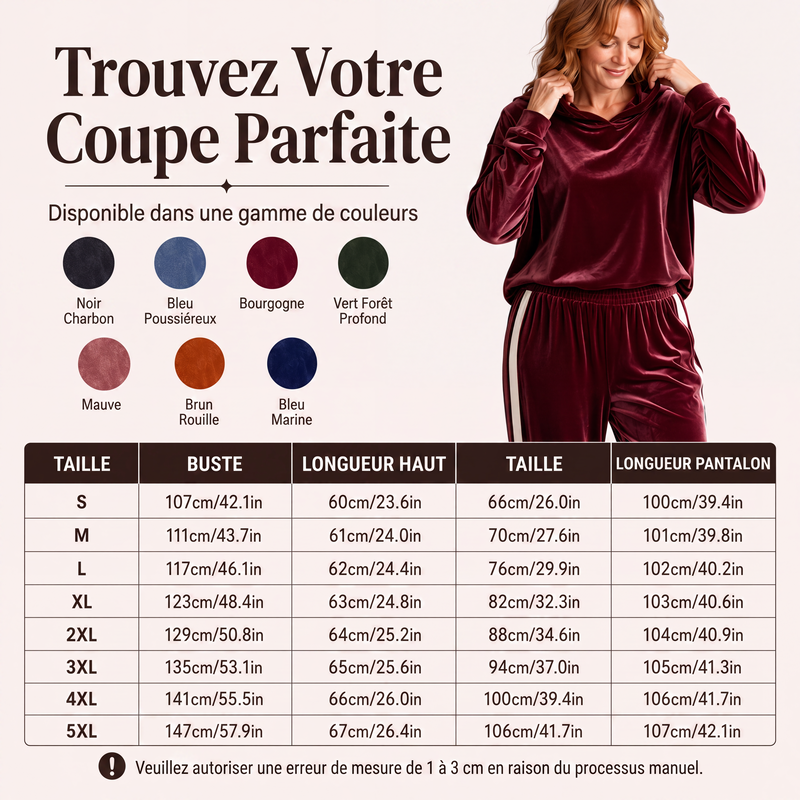 Ensemble sweat à capuche en velours et pantalon rayé pour femme