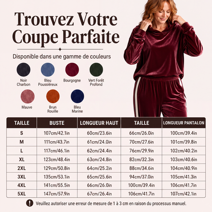 Ensemble sweat à capuche en velours et pantalon rayé pour femme