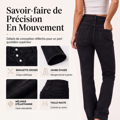 Jeans asymétriques croisés taille haute pour femme