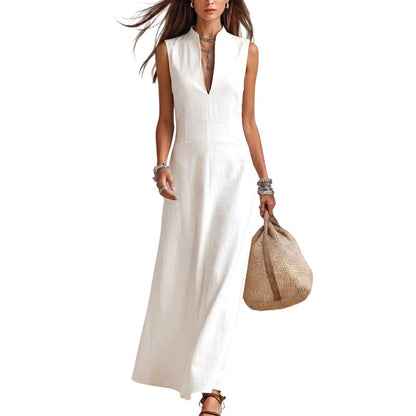 🤍 ÉLÉGANCE D'ÉTÉ | Robe Longue Blanche à Décolleté en V -50 %