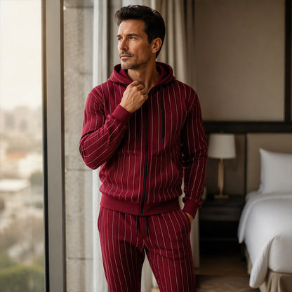 Ensemble sweat à capuche zippé à blocs de couleurs et pantalon de survêtement pour homme