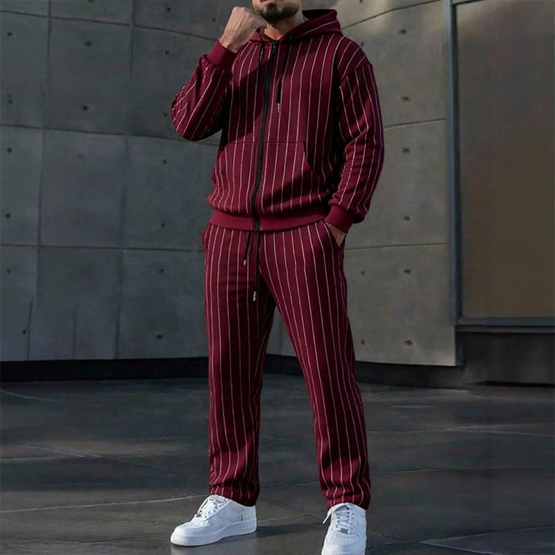Ensemble sweat à capuche zippé à blocs de couleurs et pantalon de survêtement pour homme