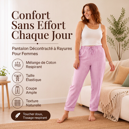 Pantalon ample en coton et lin pour femme