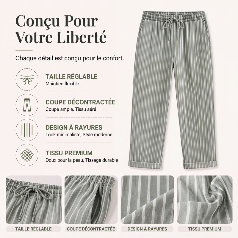 Pantalon ample en coton et lin pour femme