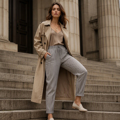 Pantalon ample en coton et lin pour femme