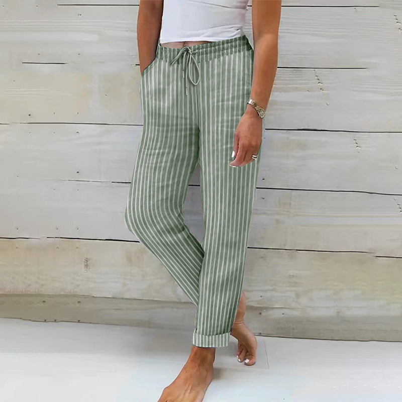 Pantalon ample en coton et lin pour femme
