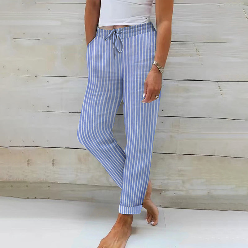 Pantalon ample en coton et lin pour femme