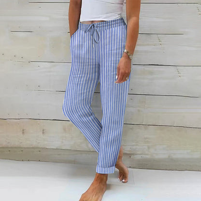 Pantalon ample en coton et lin pour femme