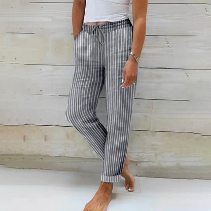 Pantalon ample en coton et lin pour femme