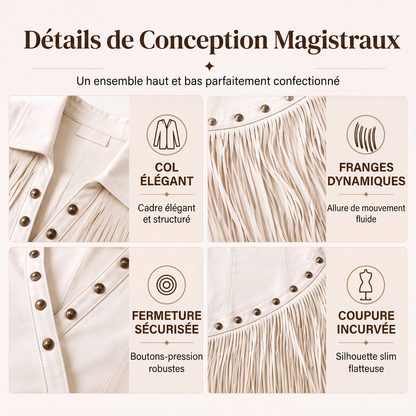 Robe longue à manches longues et franges pour femme, coupe ajustée