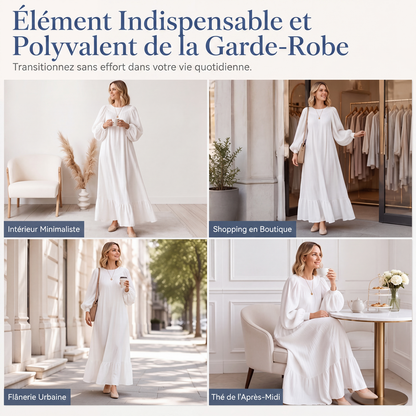 Robe longue à volants et manches longues pour femme