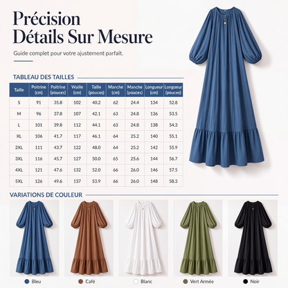 Robe longue à volants et manches longues pour femme