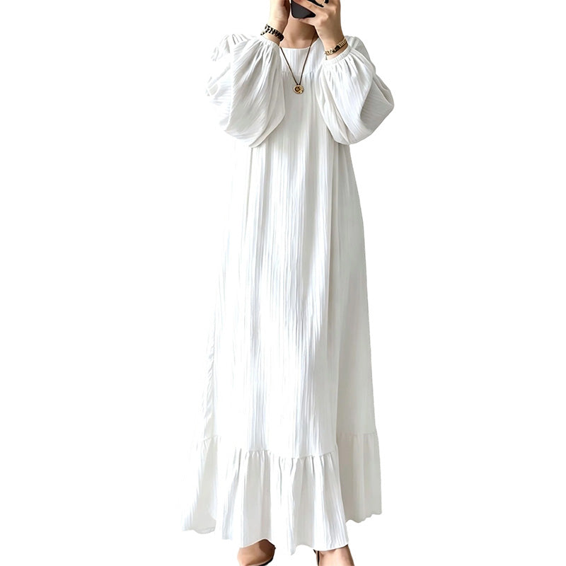 Robe longue à volants et manches longues pour femme