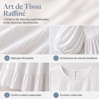 Robe longue à volants et manches longues pour femme