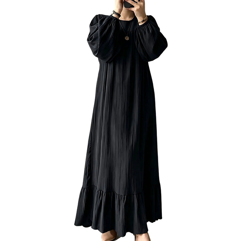 Robe longue à volants et manches longues pour femme