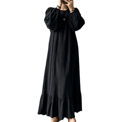 Robe longue à volants et manches longues pour femme