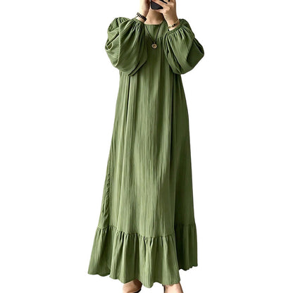 Robe longue à volants et manches longues pour femme