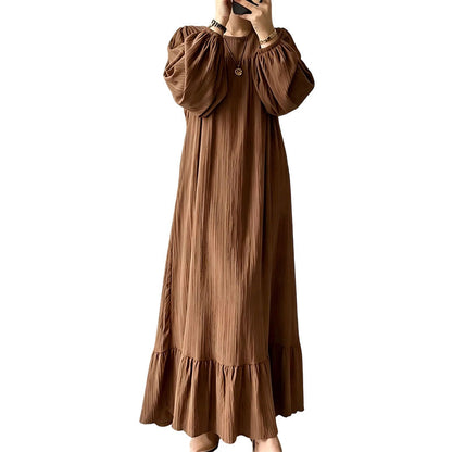 Robe longue à volants et manches longues pour femme