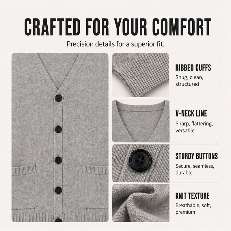 Cardigan en maille décontracté à col V pour homme