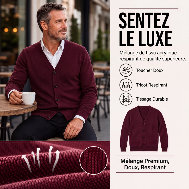 Cardigan en maille décontracté à col V pour homme