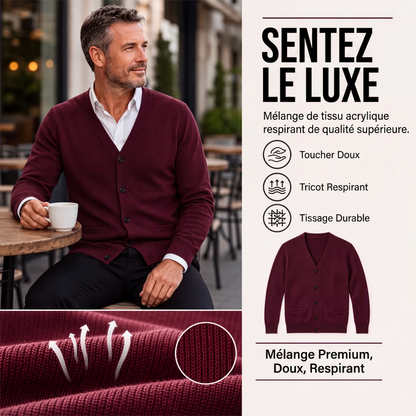 Cardigan en maille décontracté à col V pour homme