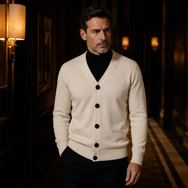 Cardigan en maille décontracté à col V pour homme