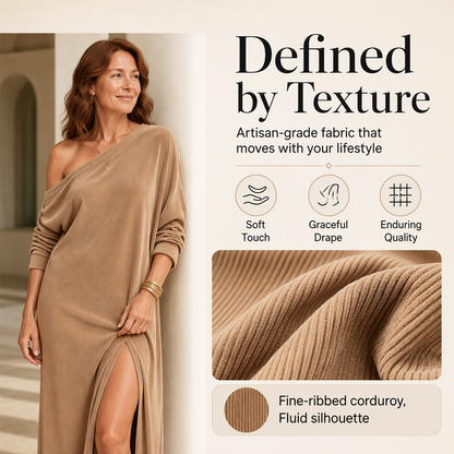 Robe femme à épaules dénudées et fente sur le côté