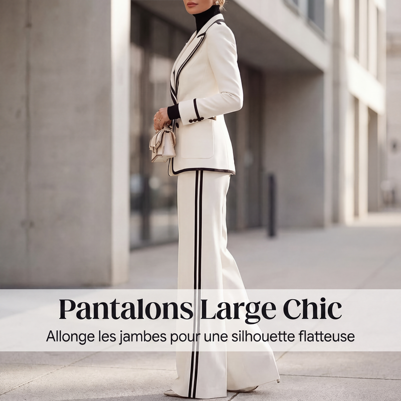 ⌛Offre à durée limitée - Ensemble blazer et pantalon pour femme avec bordures contrastées