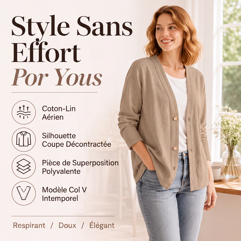 Cardigan décontracté respirant à col V pour femme