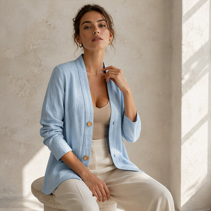 Cardigan décontracté respirant à col V pour femme