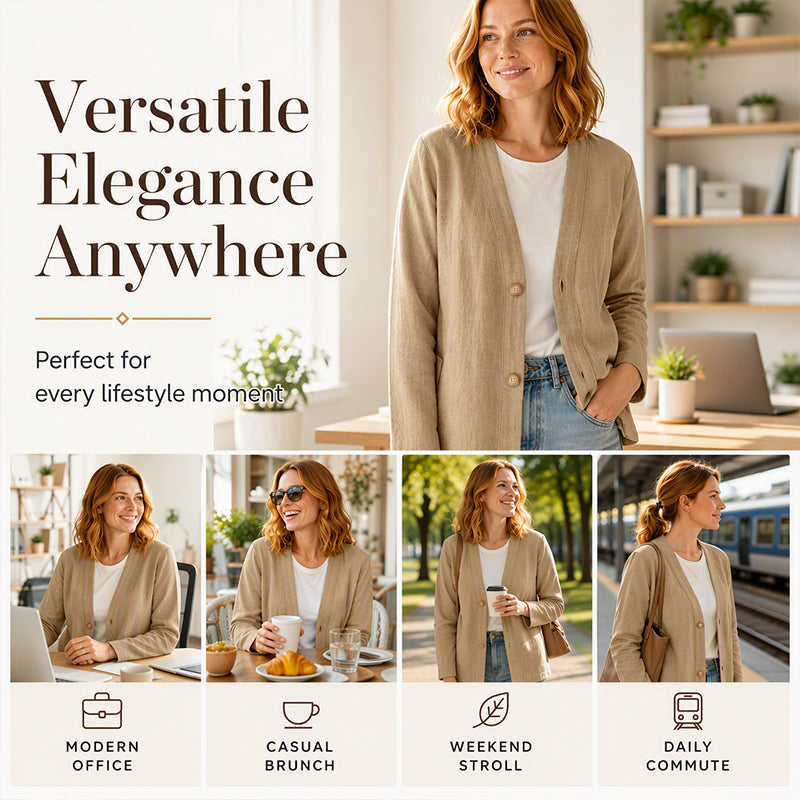 Cardigan décontracté respirant à col V pour femme