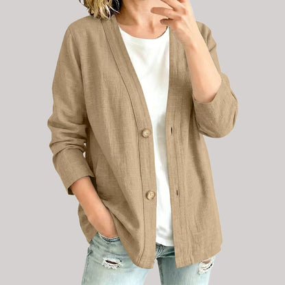Cardigan décontracté respirant à col V pour femme