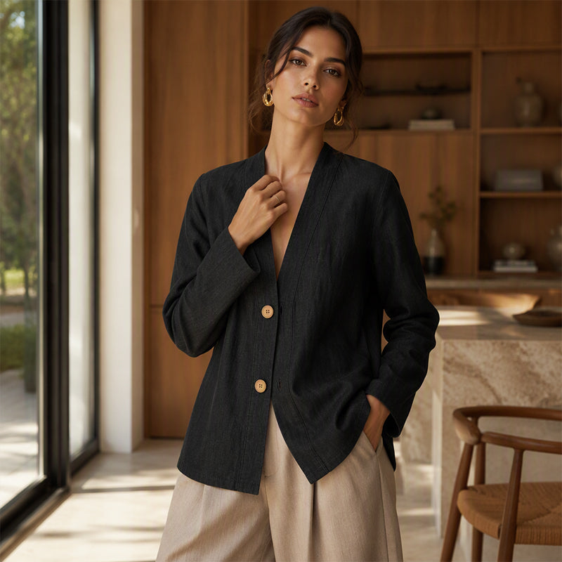 Cardigan décontracté respirant à col V pour femme