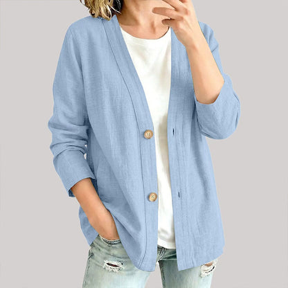 Cardigan décontracté respirant à col V pour femme