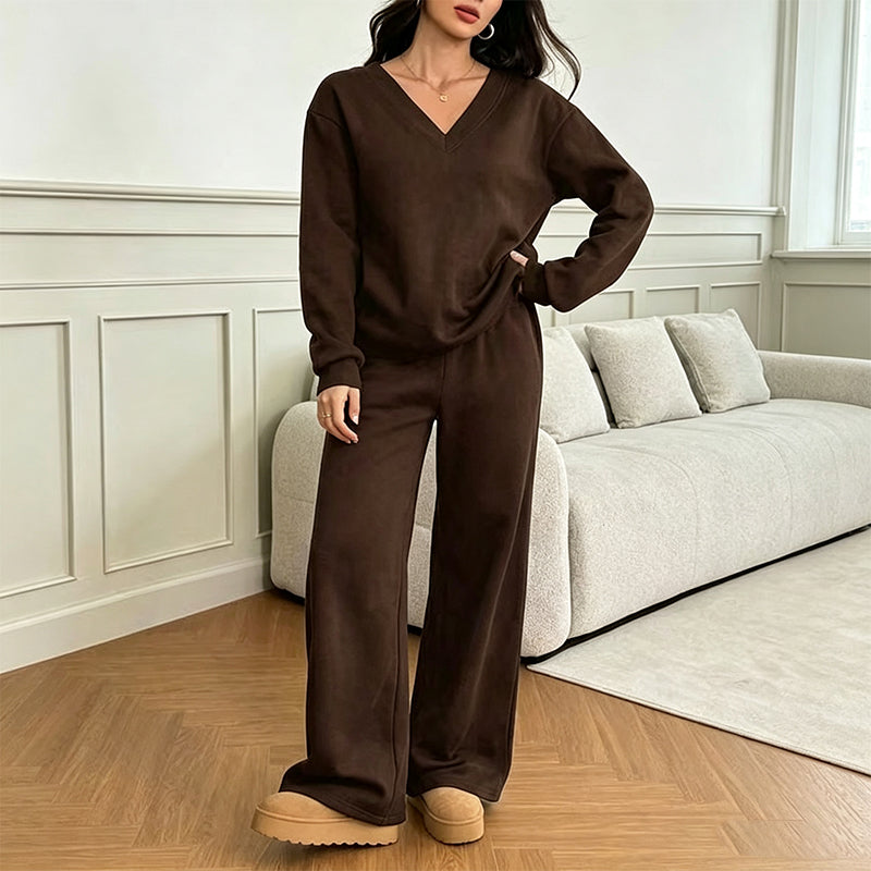 Ensemble sweat-shirt et pantalon à épaules dénudées pour femme