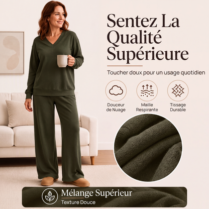 Ensemble sweat-shirt et pantalon à épaules dénudées pour femme