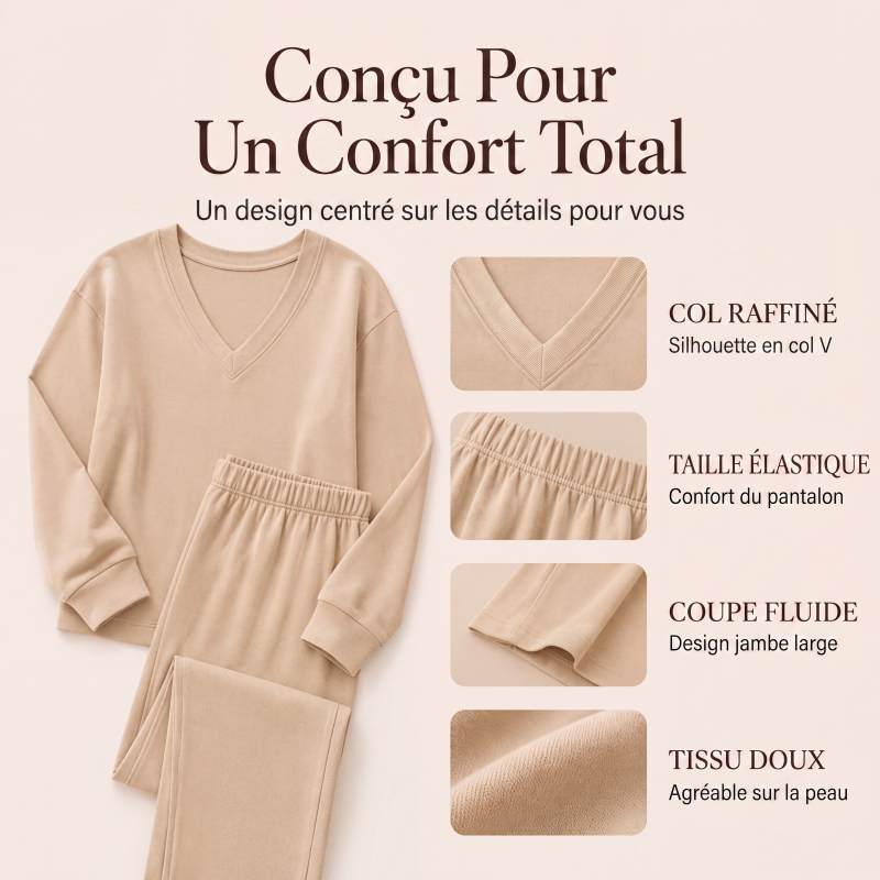 Ensemble sweat-shirt et pantalon à épaules dénudées pour femme