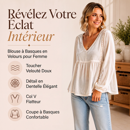 Top élégant pour femme en velours à col V