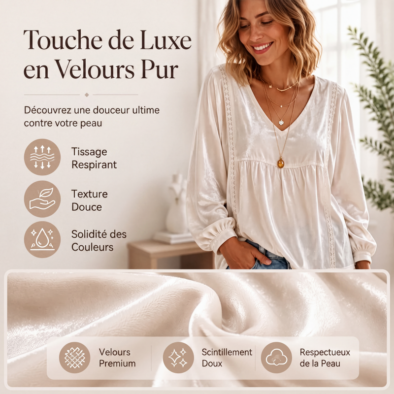 Top élégant pour femme en velours à col V