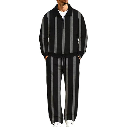 Ensemble de survêtement pour homme composé d'un sweat-shirt à demi-zip imprimé et d'un pantalon