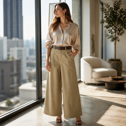 Pantalon décontracté à jambes larges pour femme