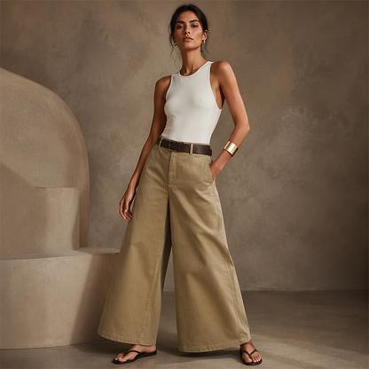 Pantalon décontracté à jambes larges pour femme